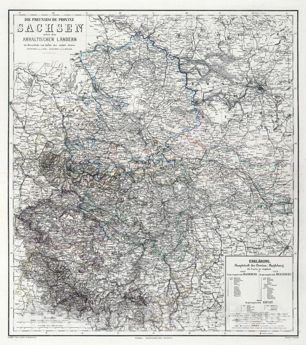 Historic Map : 1879 Saxony, Germany. - Vintage Wall Art