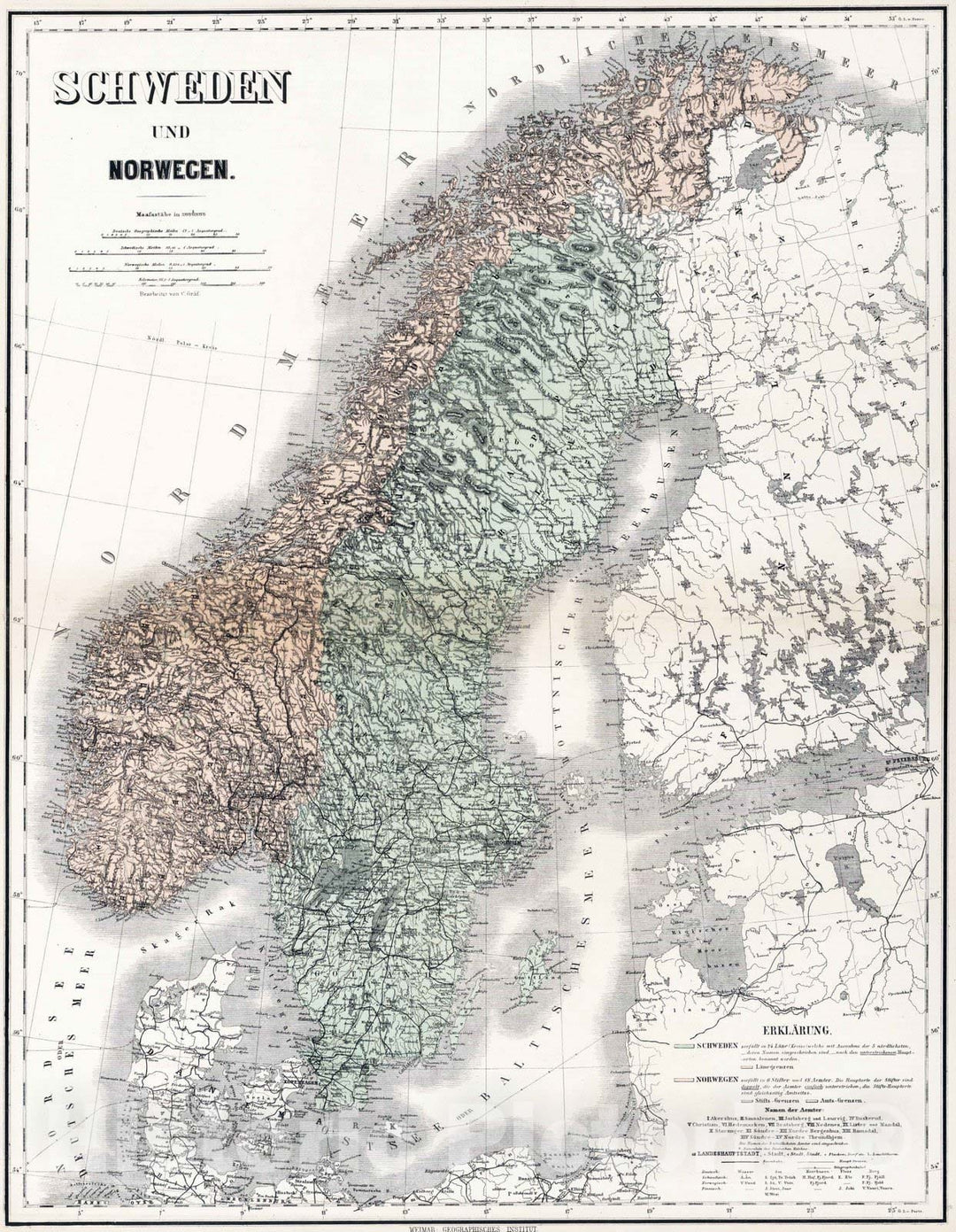 Historic Map : 1886 Sweden and Norway. v2 - Vintage Wall Art