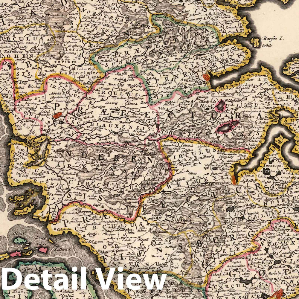 Historic Map : Denmark, Schleswig-Holstein , Germany 1682 Ducatus Slesvicensis. , Vintage Wall Art