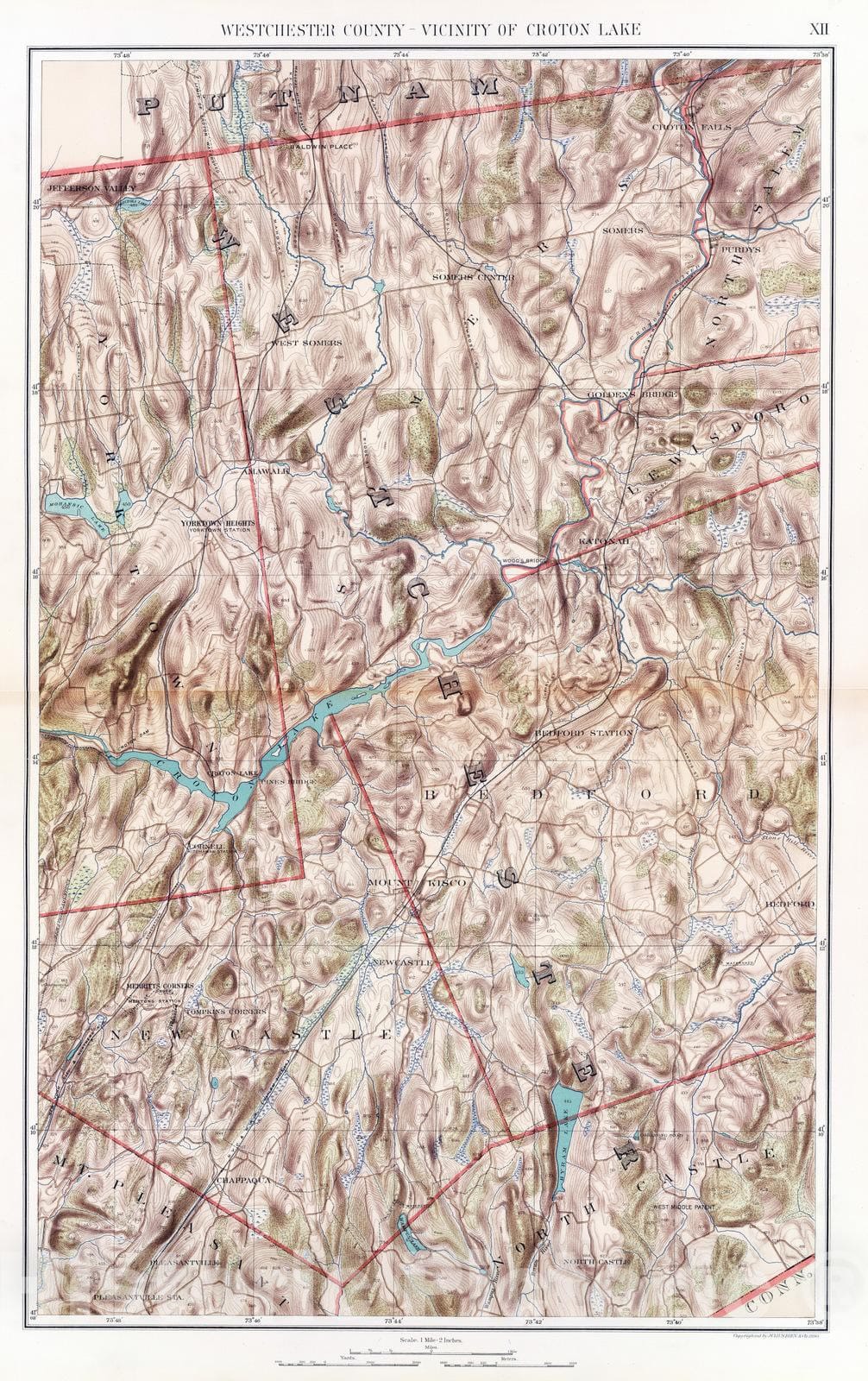 Historic Map : City Atlas - 1891 Croton Lake vicinity. - Vintage Wall Art