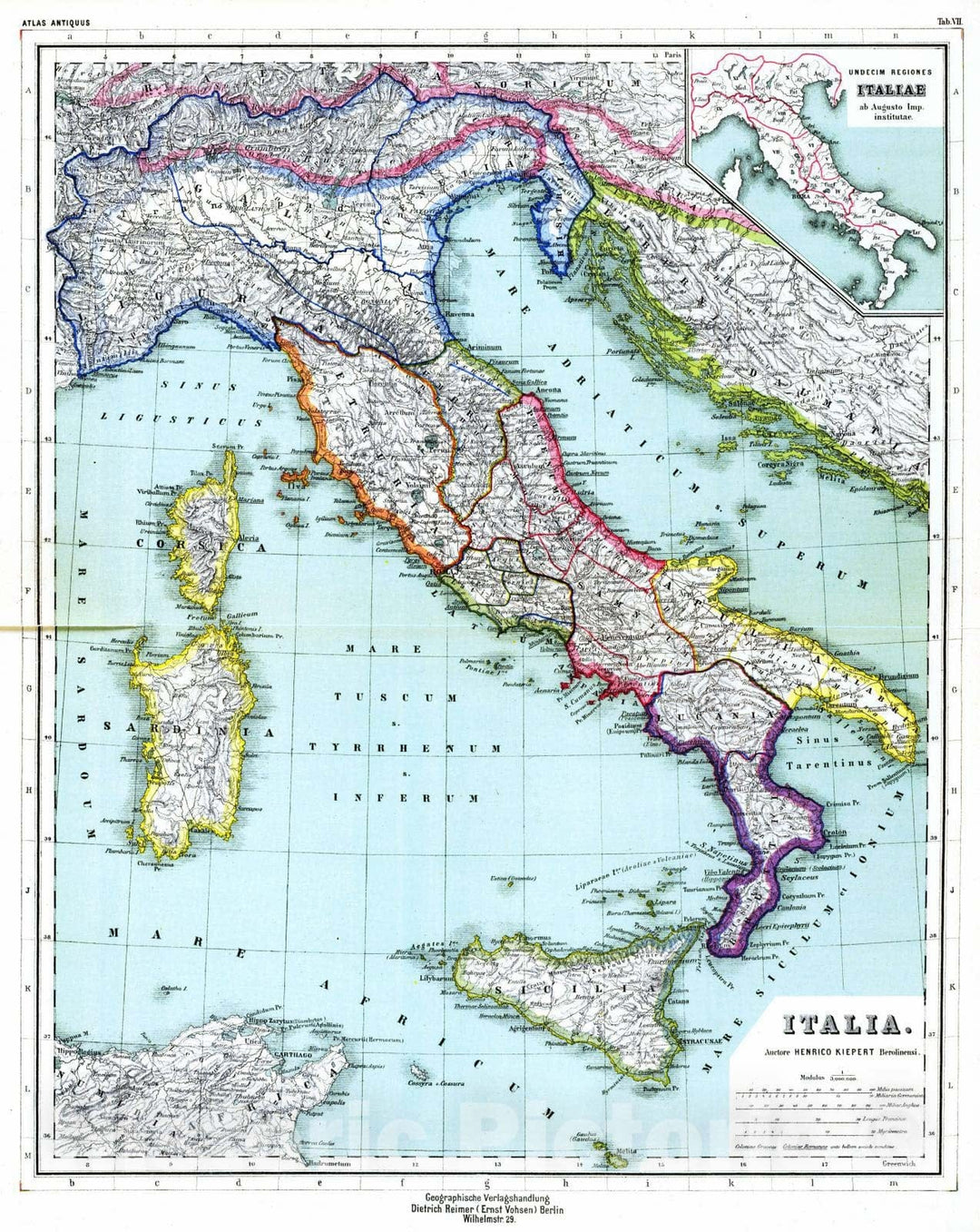 Historic Map : Italy; Slovenia, 1903 Italia. , Vintage Wall Art