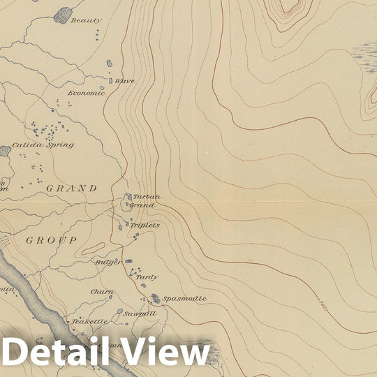 Historic Map : Geologic Atlas - 1904 Central Portion of Upper Geyser Basin. - Vintage Wall Art