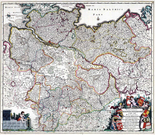 Historic Map : Lower Saxony , Germany 1682 Circulus Saxoniae Inferiorus. , Vintage Wall Art