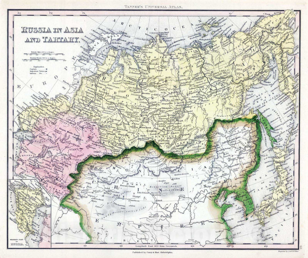 Historic Map : 1845 Russia In Asia and Tartary. - Vintage Wall Art