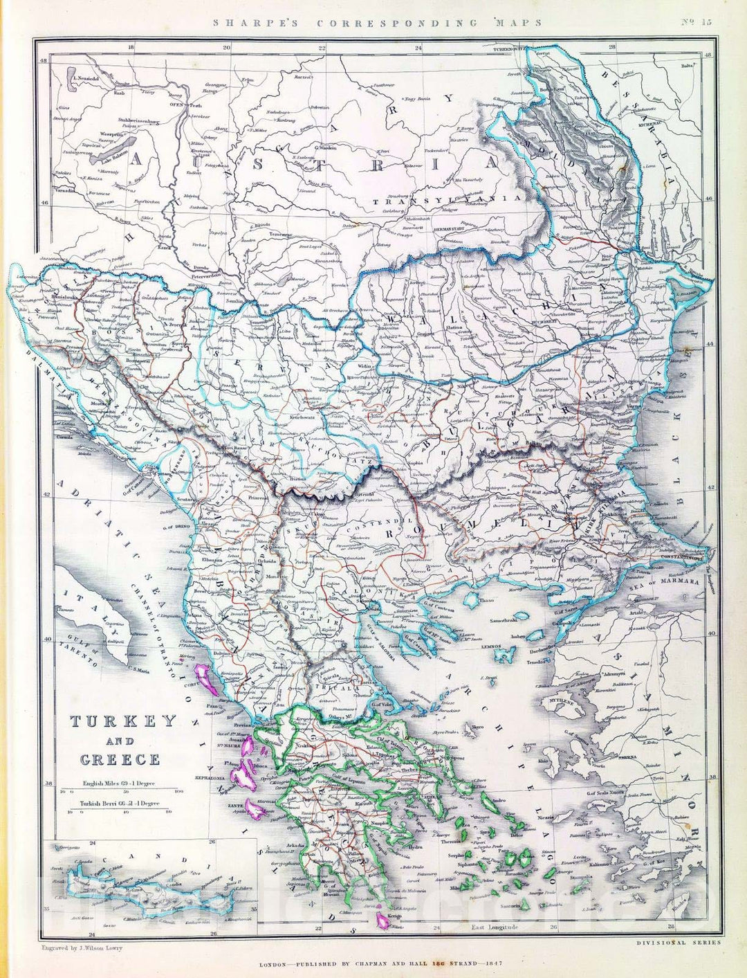 Historic Map : 1847 Turkey and Greece. - Vintage Wall Art