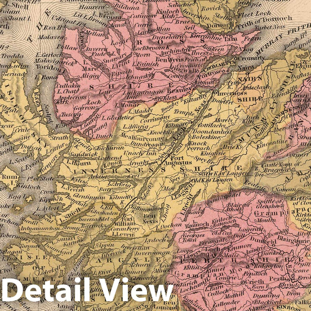 Historic Map : 1849 Scotland - Vintage Wall Art