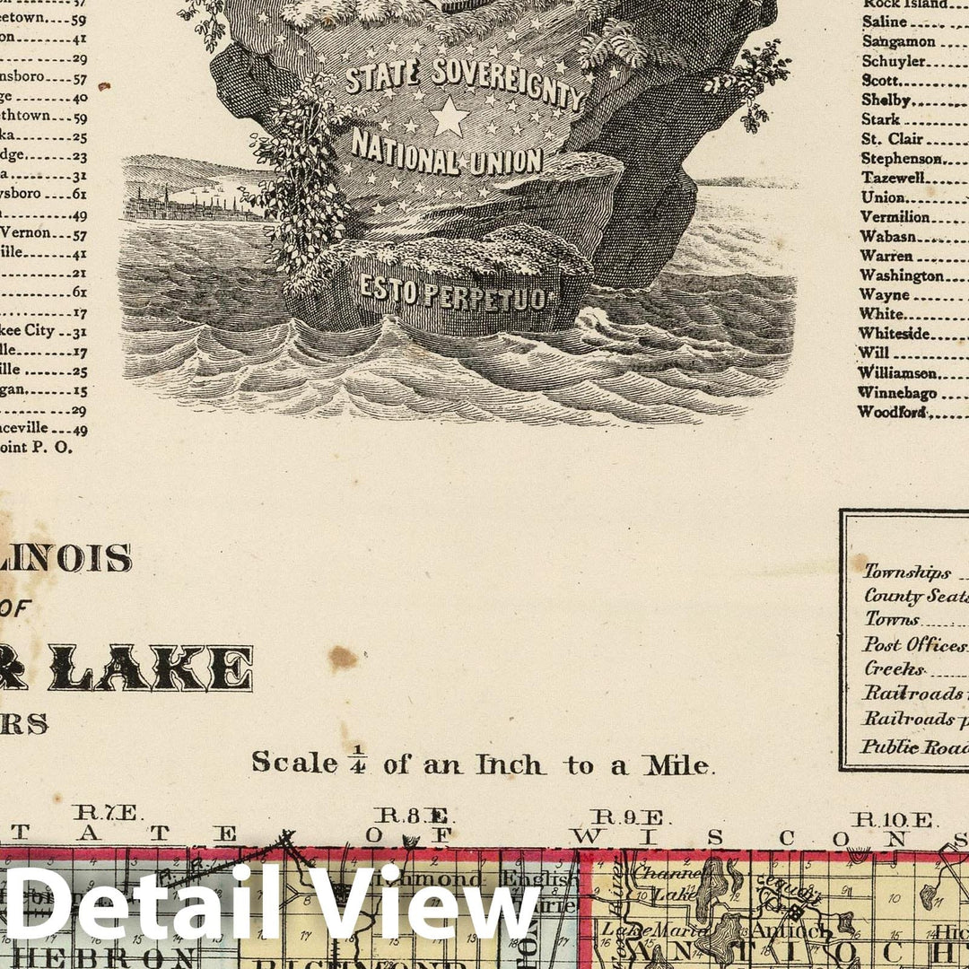 Historic Map : National Atlas - 1872 Atlas of Illinois, Counties of McHenry and Lake. - Vintage Wall Art