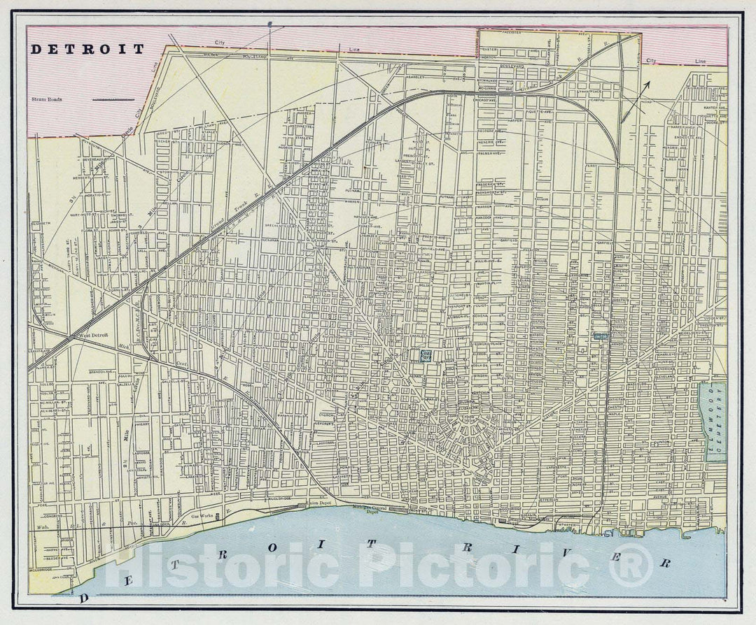 Historic Map : 1889 Detroit. - Vintage Wall Art