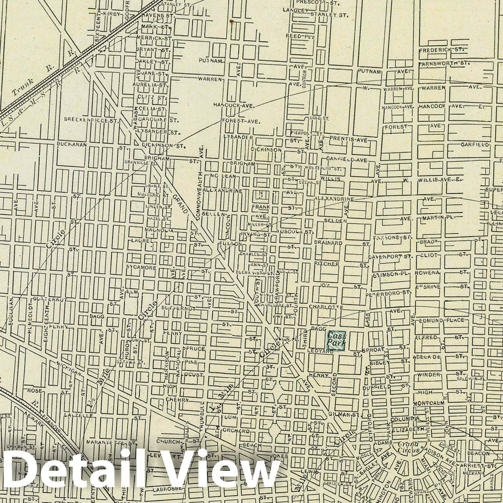 Historic Map : 1889 Detroit. - Vintage Wall Art