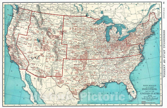 Historic Map : National Atlas - 1924 Industrial Map of the United States. - Vintage Wall Art