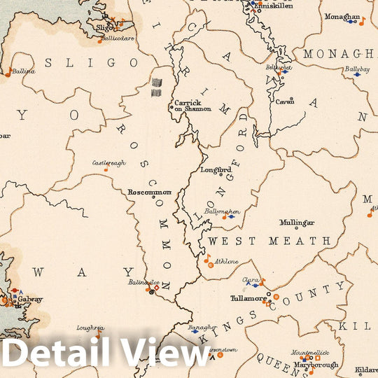 Historic Map : Statistical Atlas - 1881 Ireland to Illustrate the Industrial Condition of the People. - Vintage Wall Art