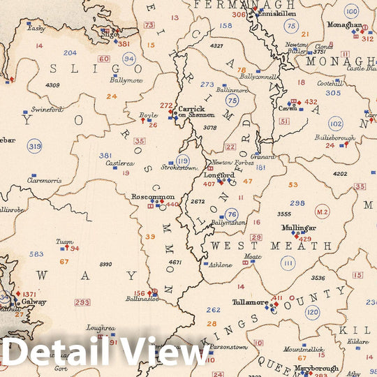 Historic Map : Statistical Atlas - 1881 Ireland to Illustrate the Criminal Condition of the People. - Vintage Wall Art