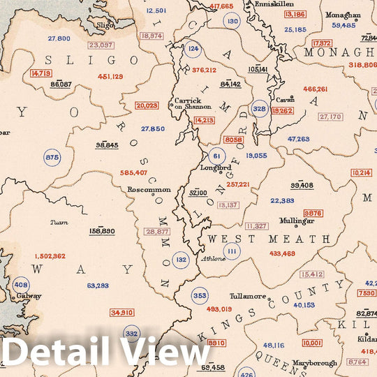 Historic Map : Statistical Atlas - 1881 Ireland to Illustrate the Agricultural Condition of the Country. - Vintage Wall Art