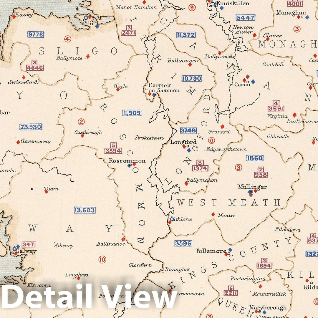 Historic Map : Statistical Atlas - 1881 Ireland to Illustrate the Legal Condition of the Country. - Vintage Wall Art