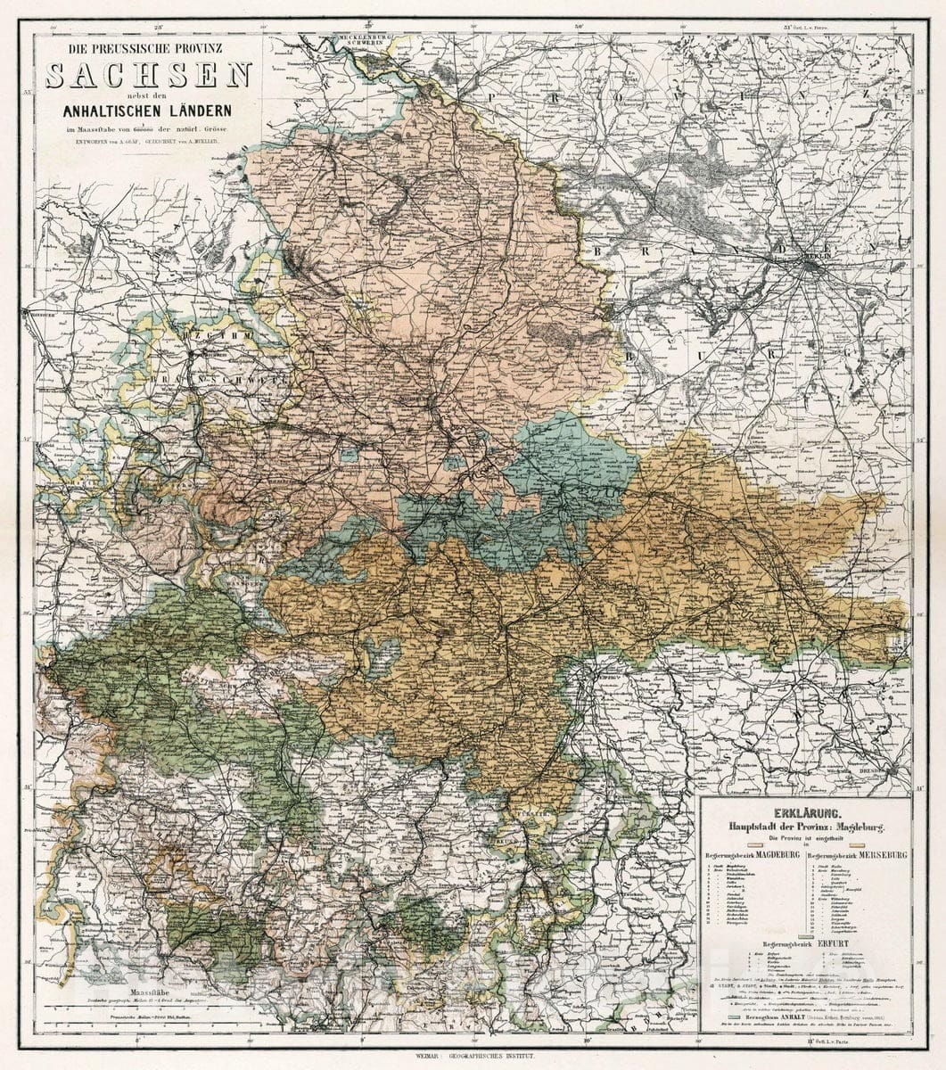 Historic Map : 1886 Saxony, Germany. - Vintage Wall Art