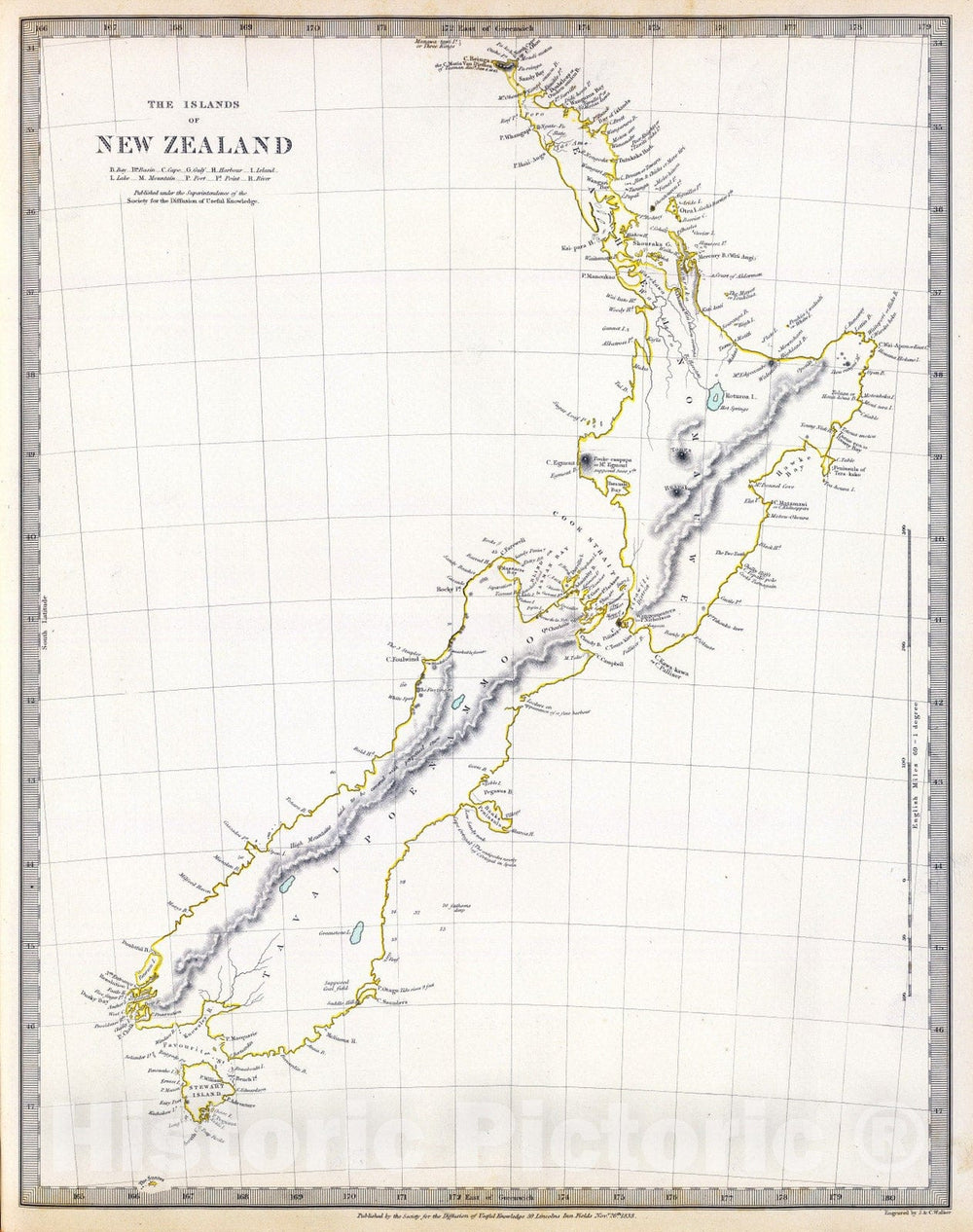 Historic Map - World Atlas - 1838 New Zealand. - Vintage Wall Art