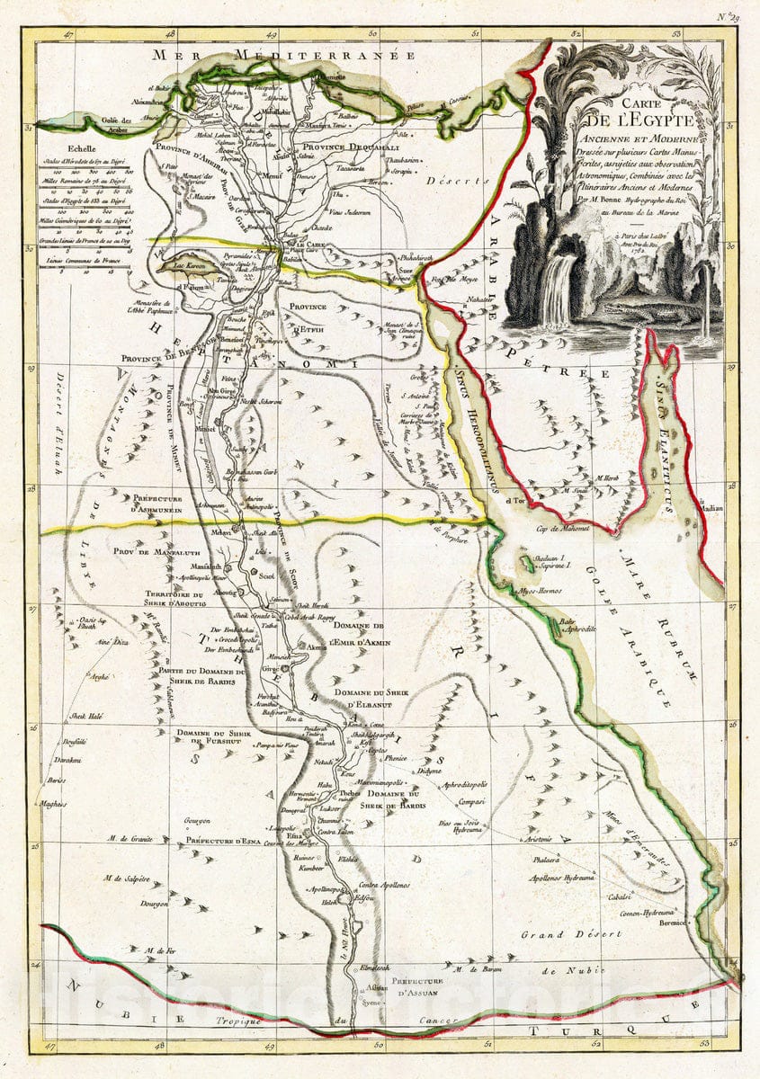 Historic Map : Egypt, 1782 L'Egypte. , Vintage Wall Art