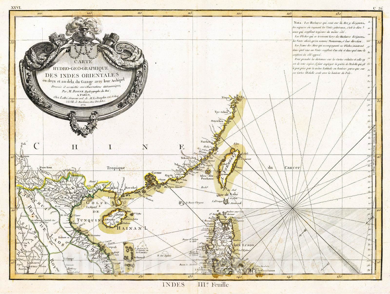 Historic Map : Philippines; Vietnam, Southeast Asia 1771 Indes III. , Vintage Wall Art