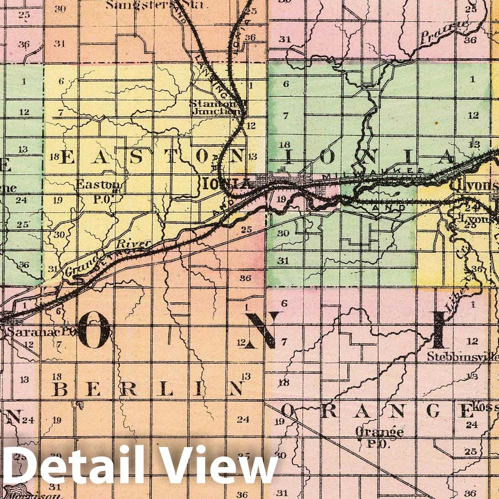 Historic Map : 1873 (Map of Ionia County, Michigan) - Vintage Wall Art