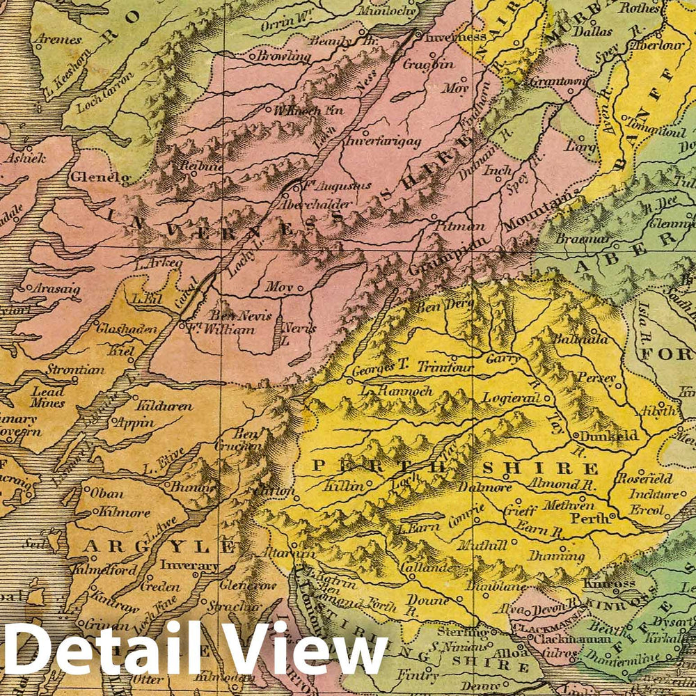 Historic Map : 1845 Scotland. v1 - Vintage Wall Art