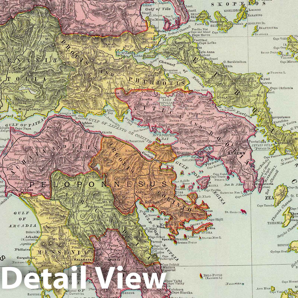 Historic Map : 1897 Greece : Vintage Wall Art