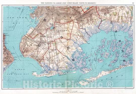 Historic Map : City Atlas - 1891 Narrows-Jamaica Bay, Brooklyn. - Vintage Wall Art