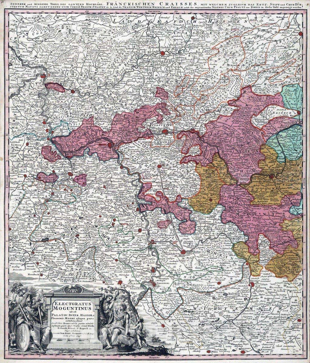 Historic Map : Germany, 1788 Electoratus Moguntinus. , Vintage Wall Art