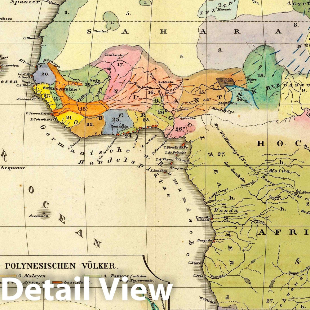 Historic Map : Australia, , Africa; Pacific 1846 Ethnographische Karte von Afrika. , Vintage Wall Art