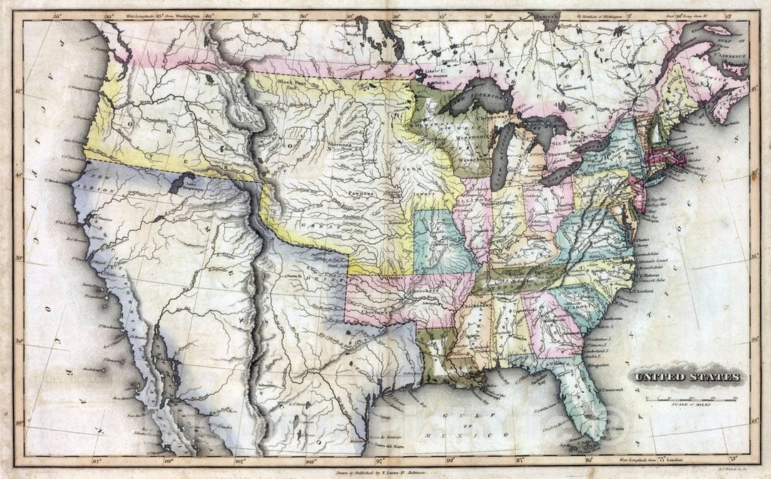 Historic Map : 1822 United States. - Vintage Wall Art