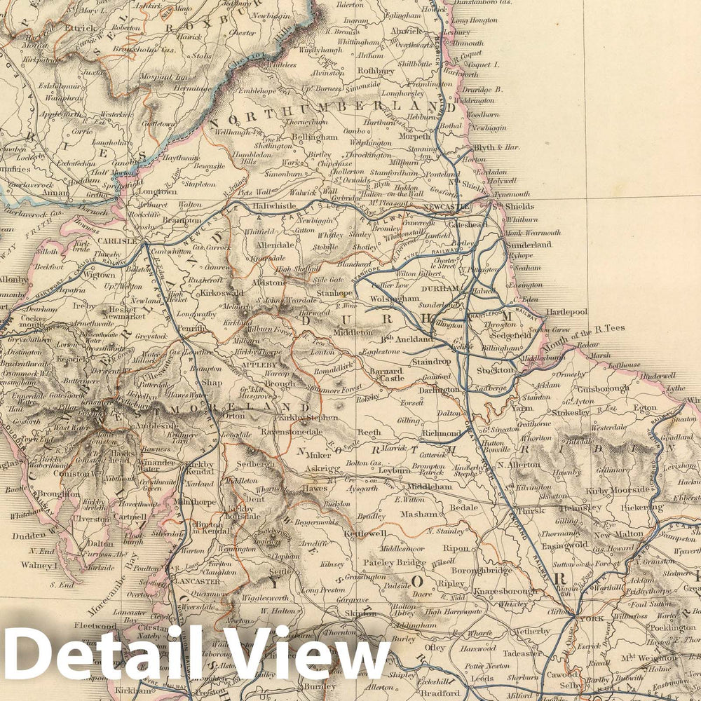 Historic Map : 1847 England and Wales Railway Map (northern half). - Vintage Wall Art