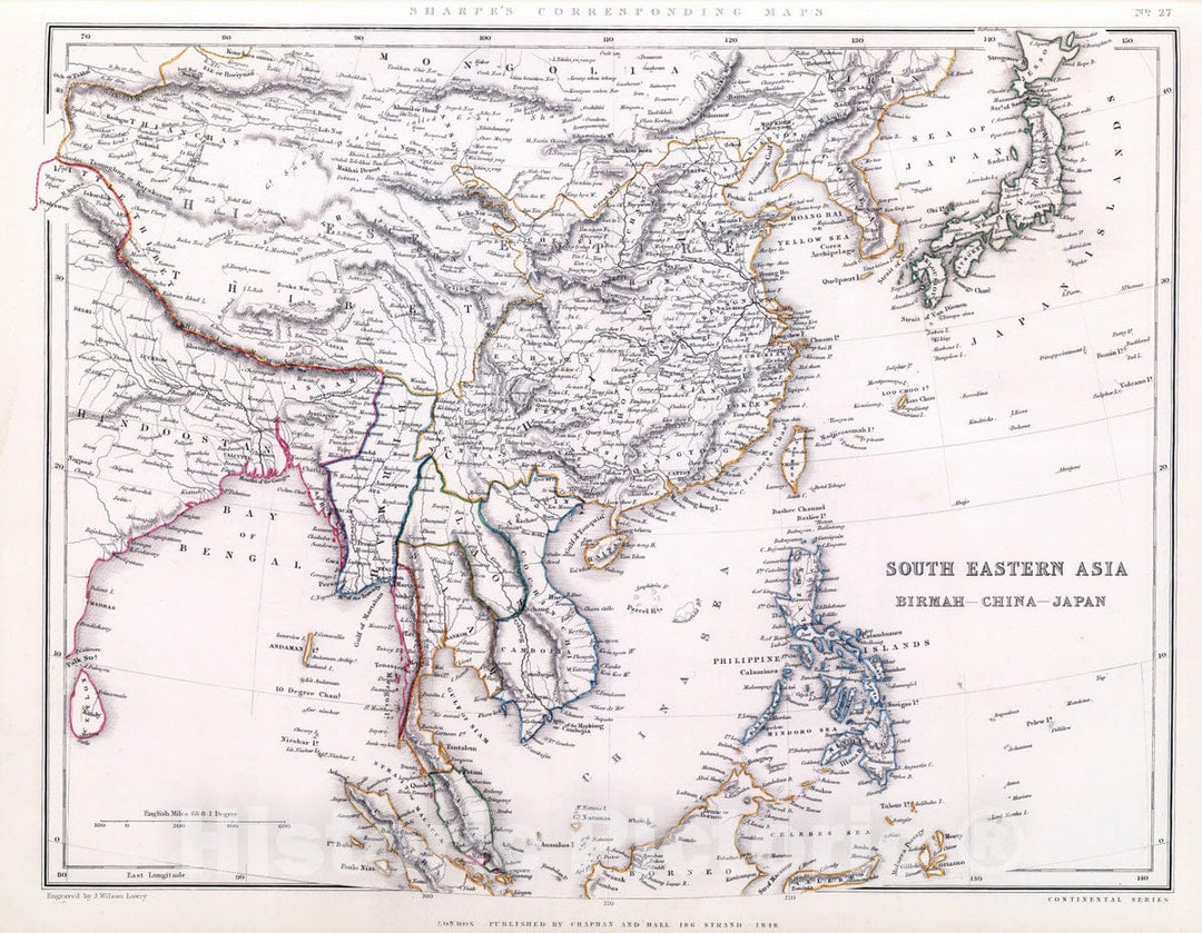 Historic Map : 1849 South Eastern Asia. - Vintage Wall Art