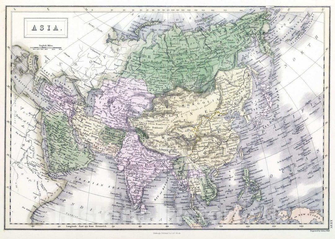 Historic Map : 1854 Asia. - Vintage Wall Art