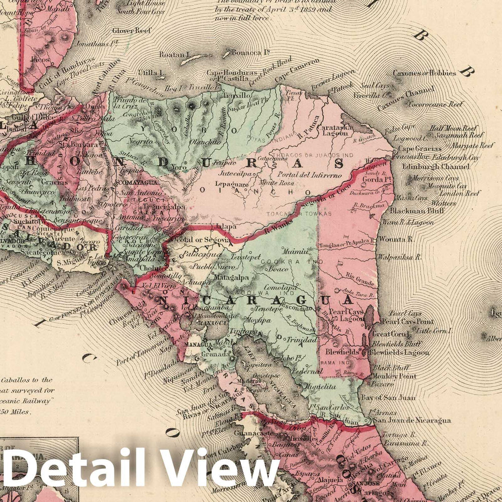 Historic Map : 1864 Central America - Vintage Wall Art