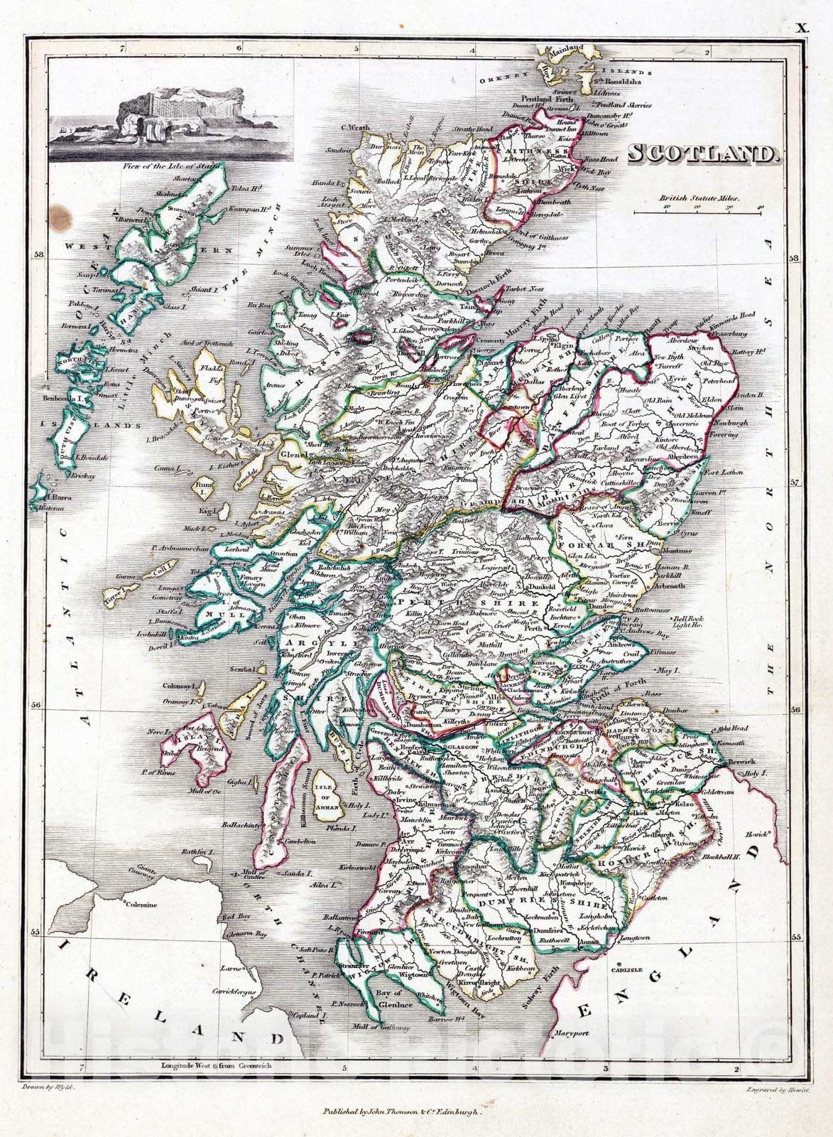 Historic Map : 1824 Scotland - Vintage Wall Art