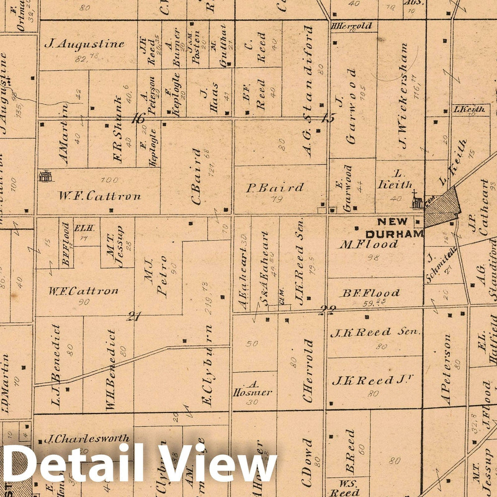 Historic Map : 1874 New Durham Township, Laporte County, Indiana. - Vintage Wall Art