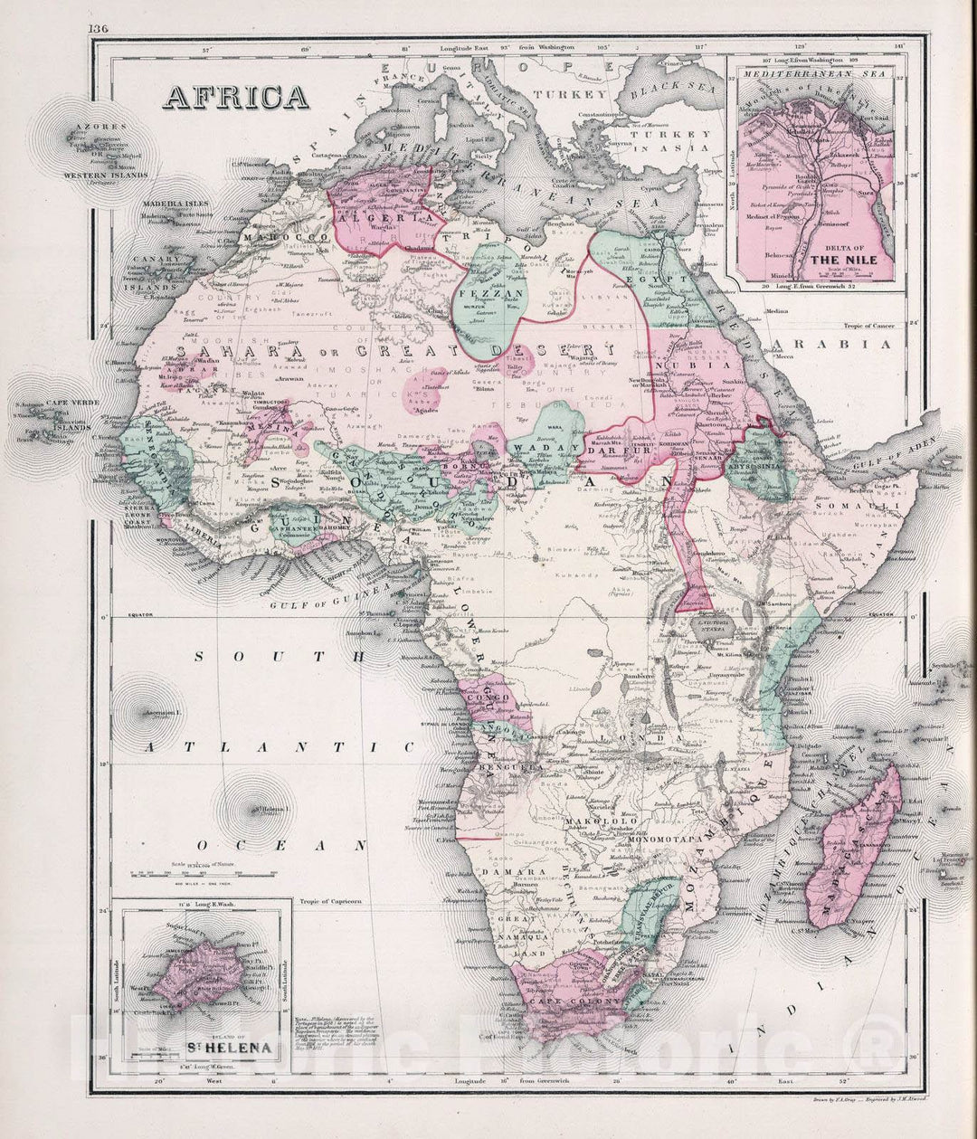 Historic Map : 1878 Africa : Vintage Wall Art