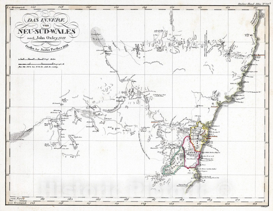 Historic Map : Australia, New South Wales 1822 Das Innere von Neu-Sud-Wales, 1822 , Vintage Wall Art