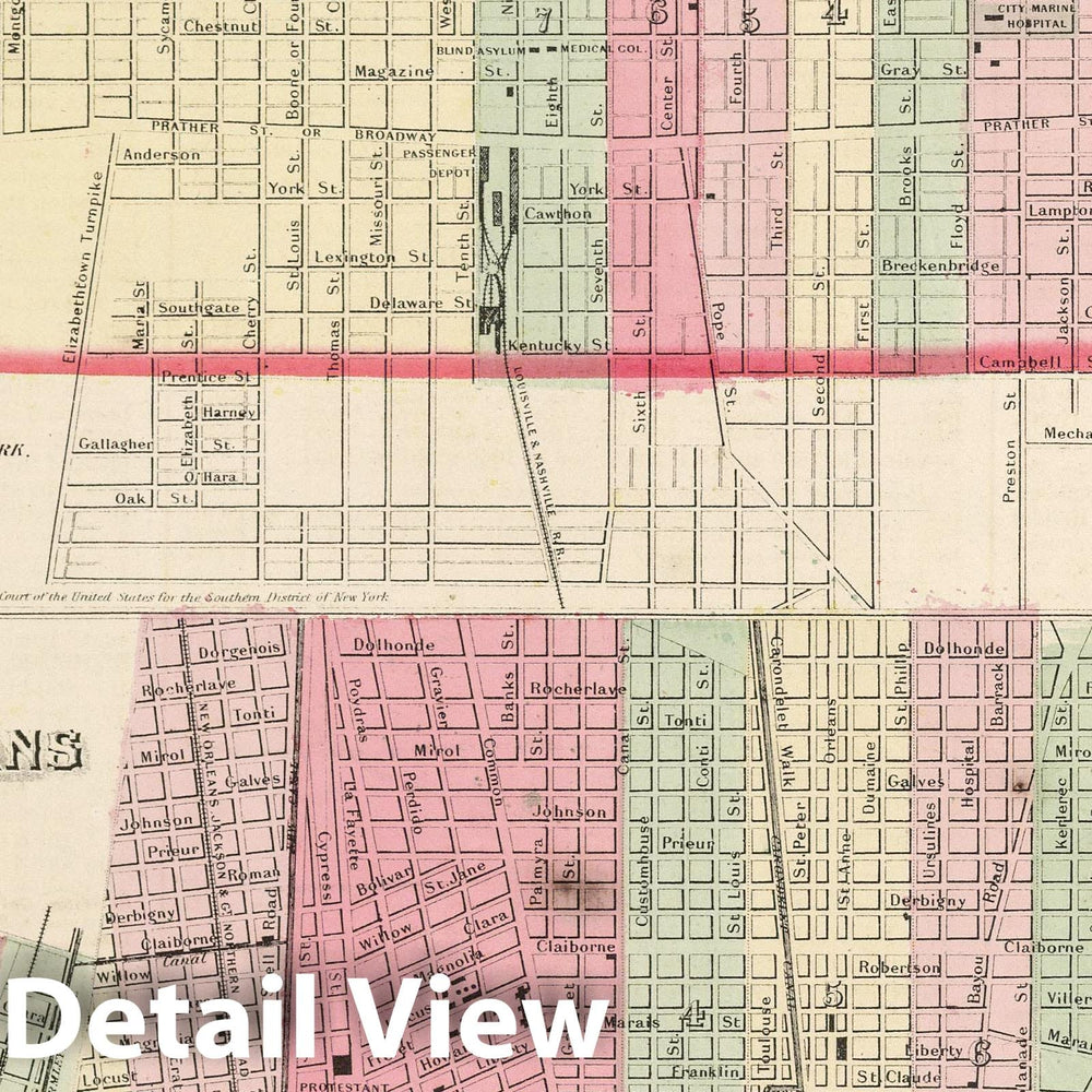 Historic Map : 1865 Louisville, Kentucky. New Orleans, Louisiana. - Vintage Wall Art