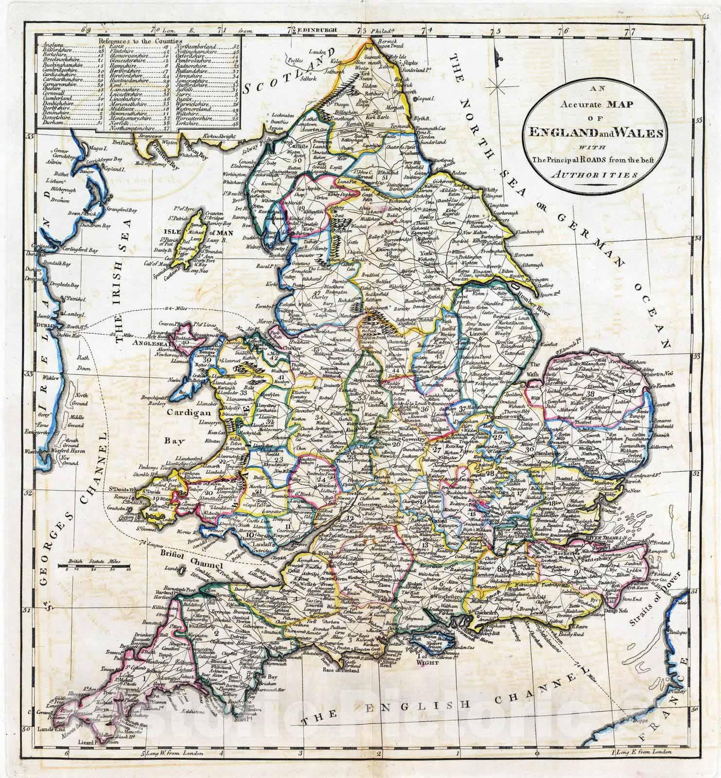 Historic Map : 1814 Map of England and Wales. - Vintage Wall Art