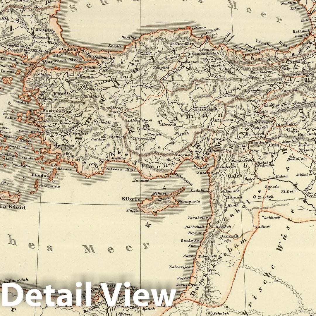 Historic Map : Turkey, Balkan Peninsula, Eastern Hemisphere 1855 Das osmannische Reich, XVIIten Jahrhundert. , Vintage Wall Art