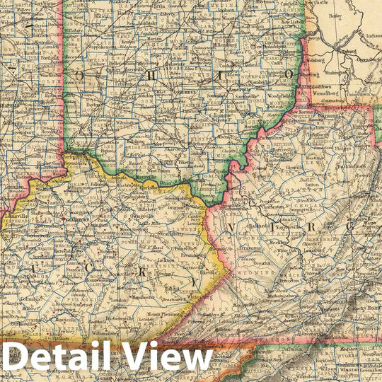 Historic Map : National Atlas - 1857 States Of Delaware, Maryland, Virginia (with the District of Columbia) North Carolina, Ohio, Kentucky, Tennessee, And Indiana.