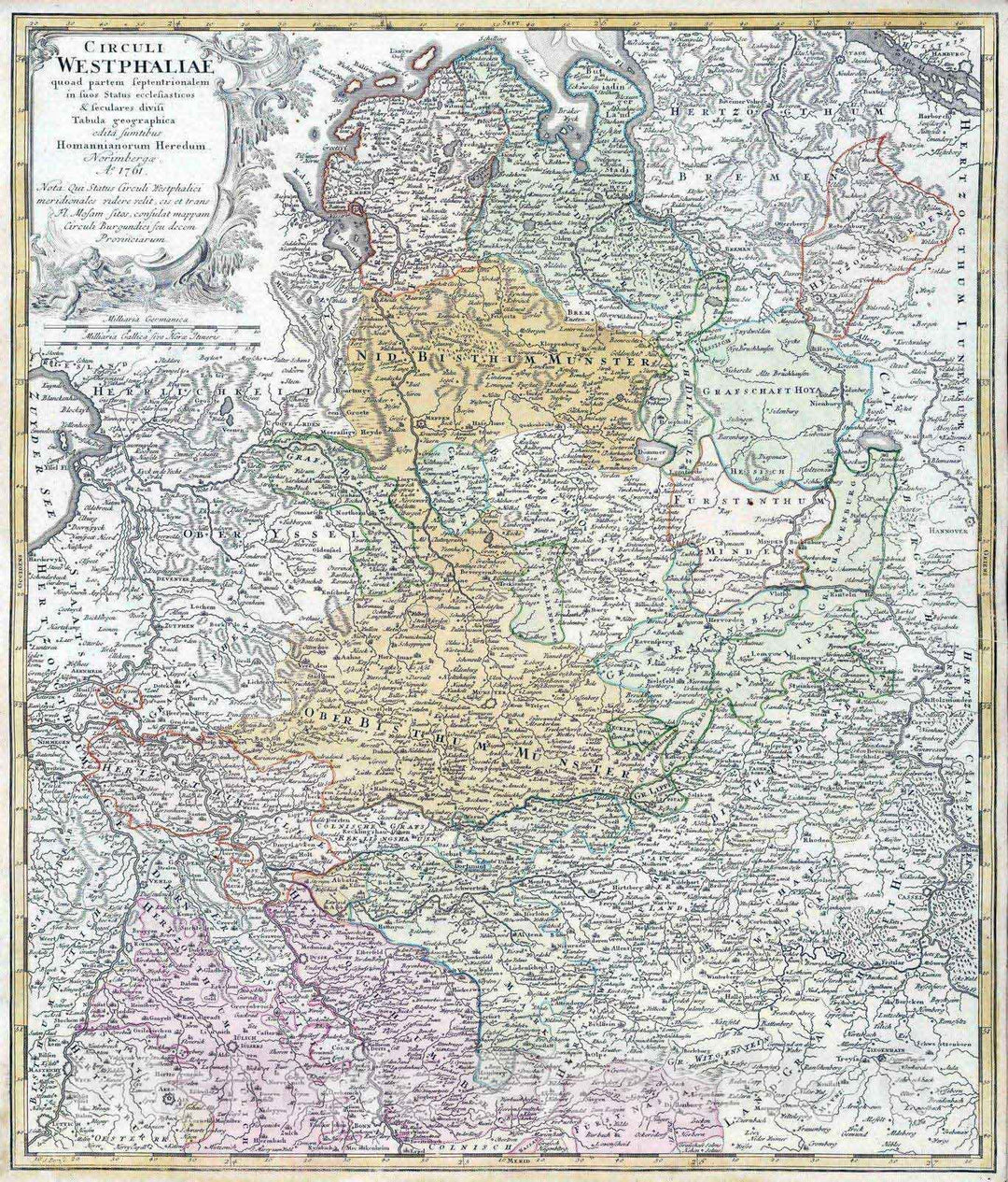 Historic Map : Germany, 1761 Circuli Westphaliae. , Vintage Wall Art