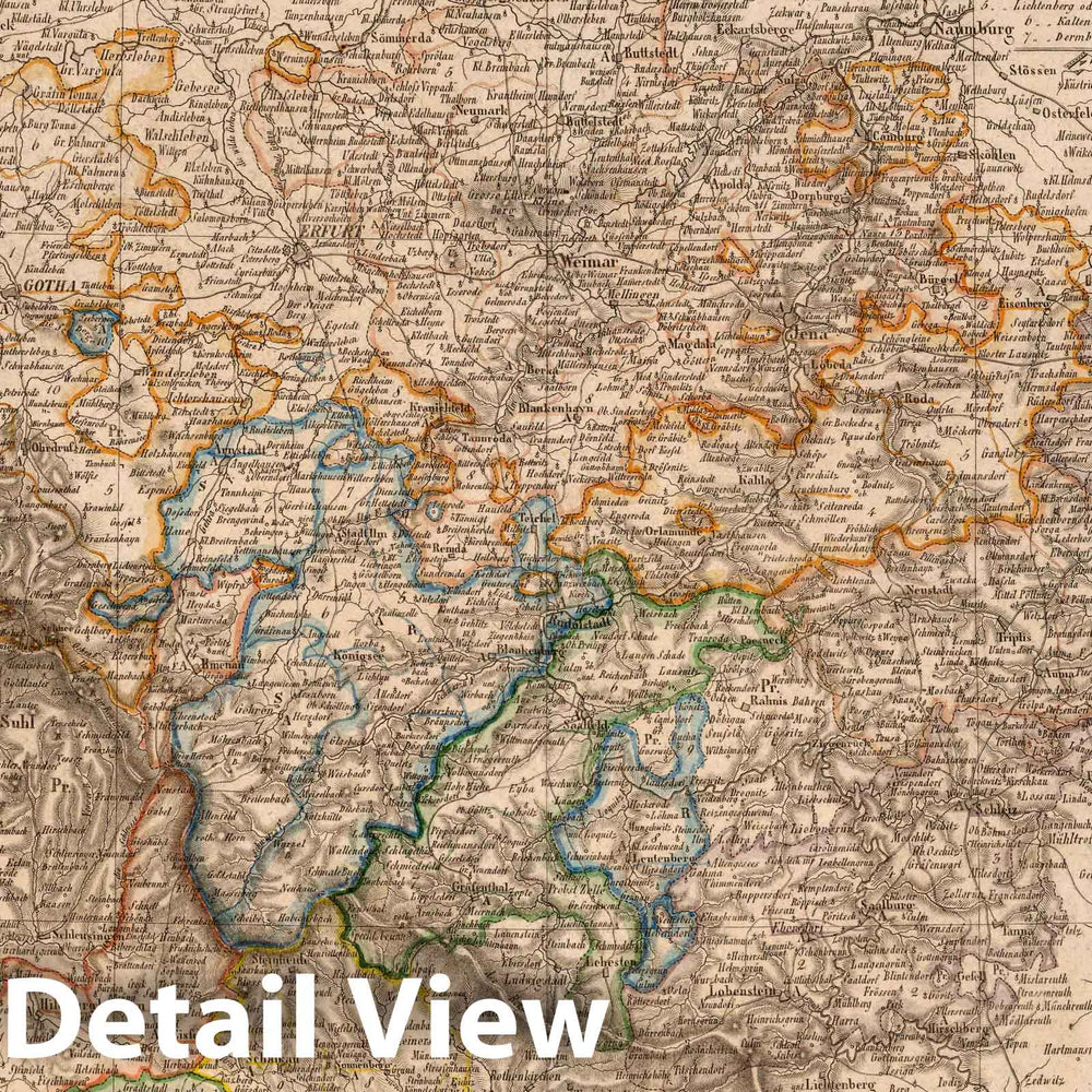 Historic Map : 1821 XX. Saxon Countries, Germany. Lichtenstein. - Vintage Wall Art