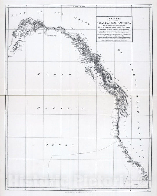 Historic Wall Map : 1798 Vancouver's Coast of Northwest America. - Vintage Wall Art