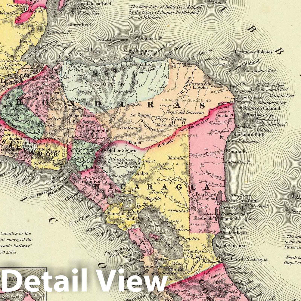 Historic Map : 1856 Central America. - Vintage Wall Art