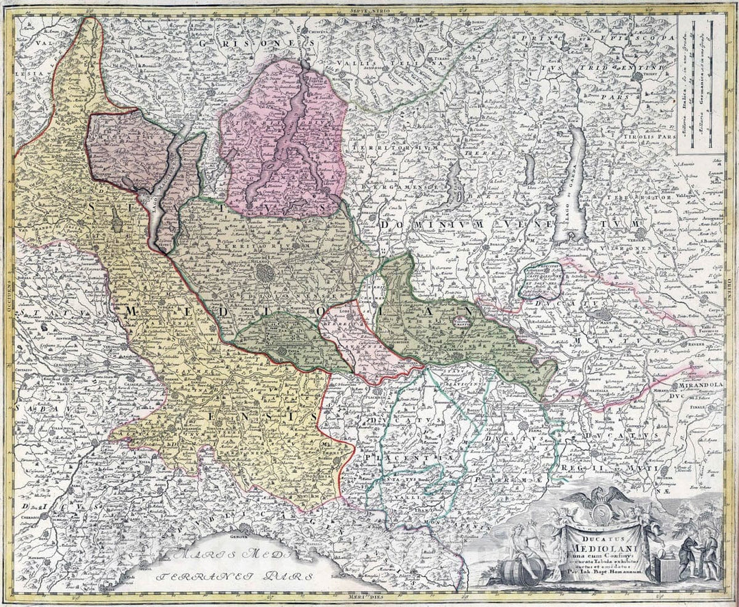 Historic Map : Italy, 1788 Ducatus Mediolani. , Vintage Wall Art