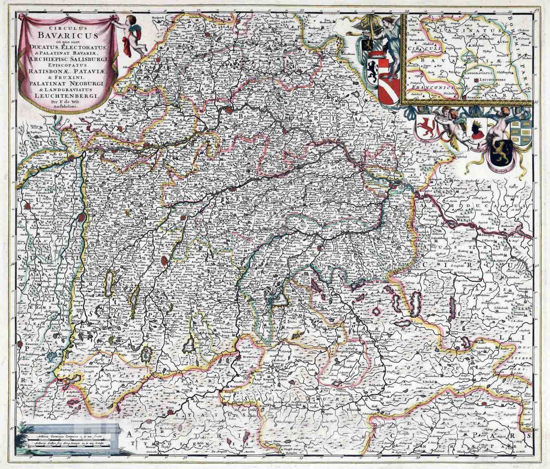 Historic Map : Bayern , Germany 1682 Circulus Bavaricus in quo sunt Ducatus Electoratus & Palatinat Bavariae. , Vintage Wall Art