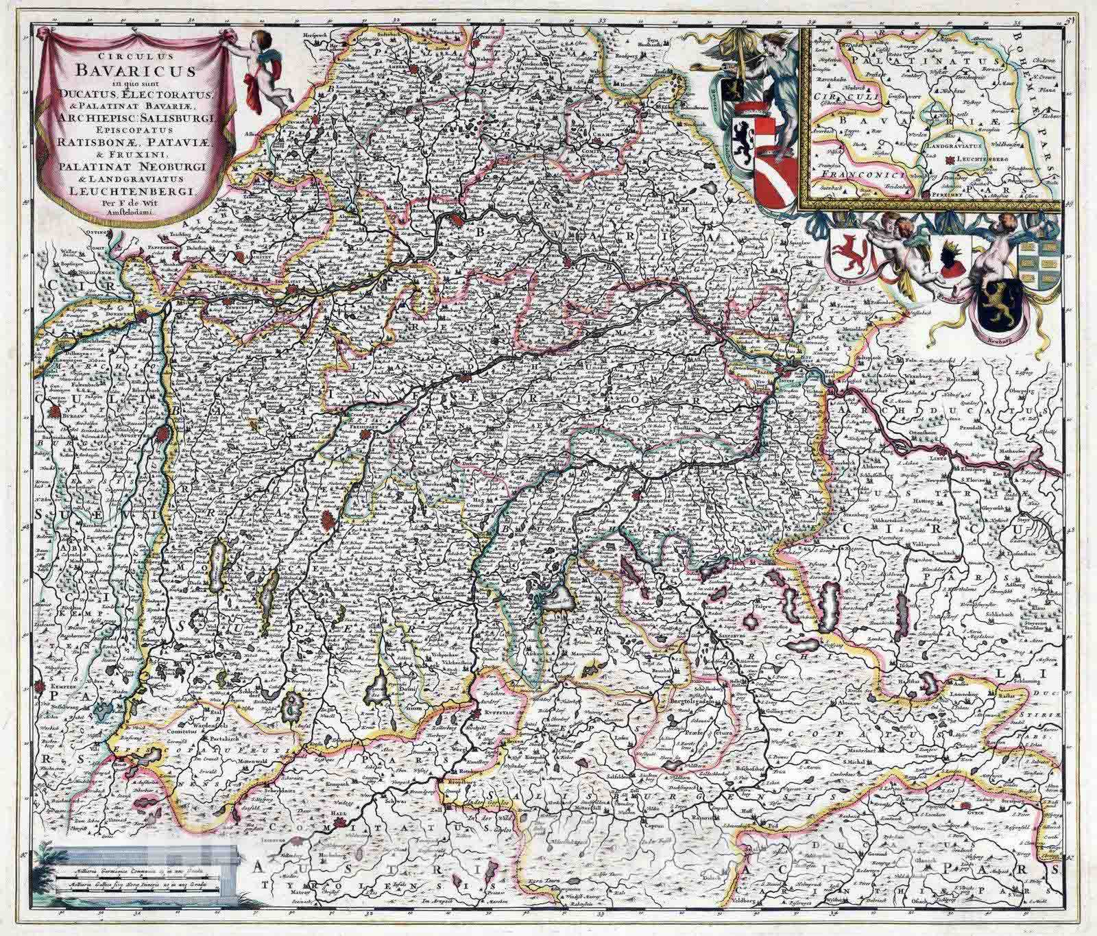 Historic Map : Bayern , Germany 1682 Circulus Bavaricus in quo sunt Ducatus Electoratus & Palatinat Bavariae. , Vintage Wall Art