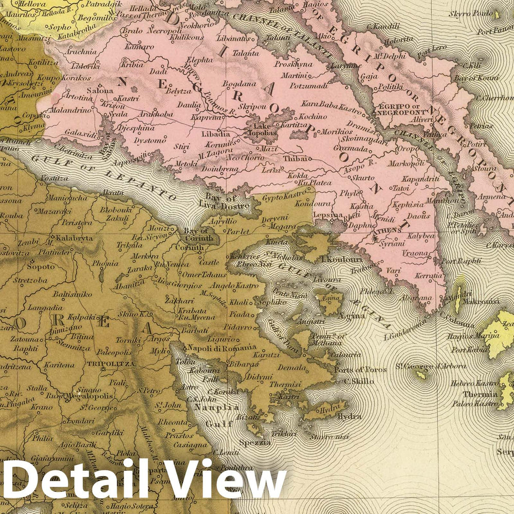 Historic Map : 1845 Greece. - Vintage Wall Art