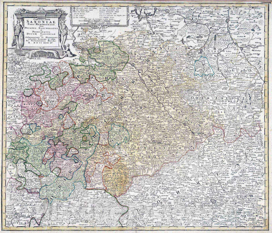 Historic Map : Germany, 1734 Circuli Supe Saxoniae Pars Meridionalis. , Vintage Wall Art